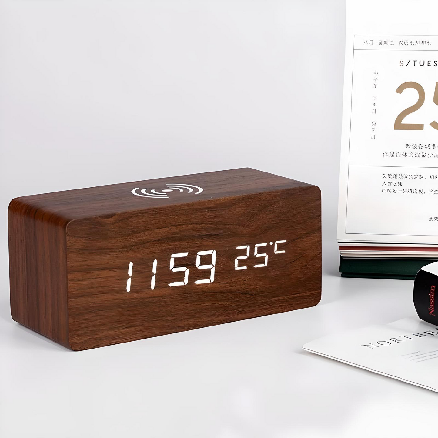 Digital Alarm Clock With Wireless Charging